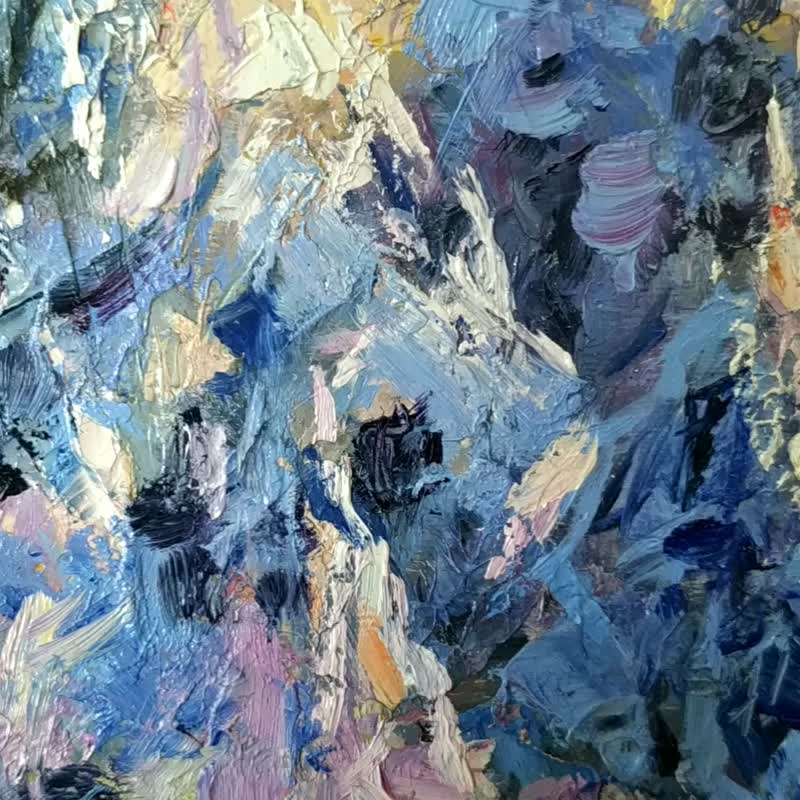 Mountains Painting Landscape Rocky Mountains Artwork Snowy Peaks 绘画与山 油畫原作 - 海報/掛畫/掛布 - 木頭 多色