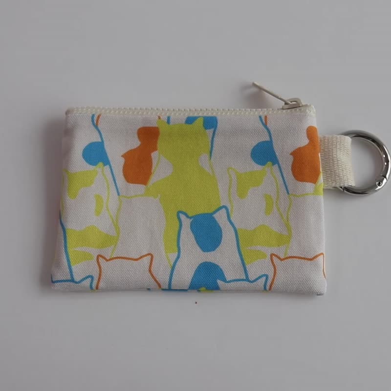 big big cat coin card pouch - going to work (blue) - 零錢包/小錢包 - 棉．麻 綠色