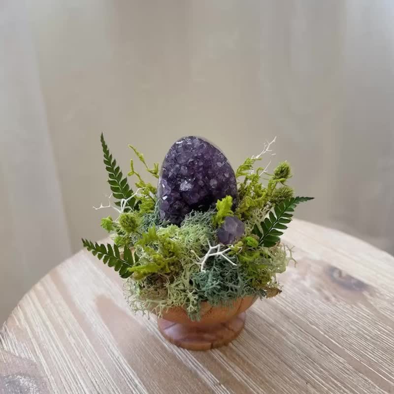 帝王紫 紫水晶 晶鎮 。 微景觀永生葉材 綠植栽 - 盆栽/植栽 - 水晶 紫色
