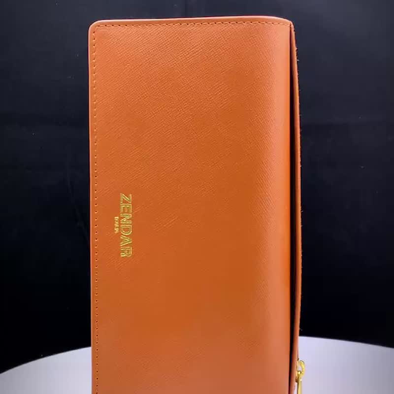 ZENDAR 限量1折 頂級小牛皮三折長夾 全新專櫃展示品 - 錢包/皮夾/長短夾 - 真皮 咖啡色