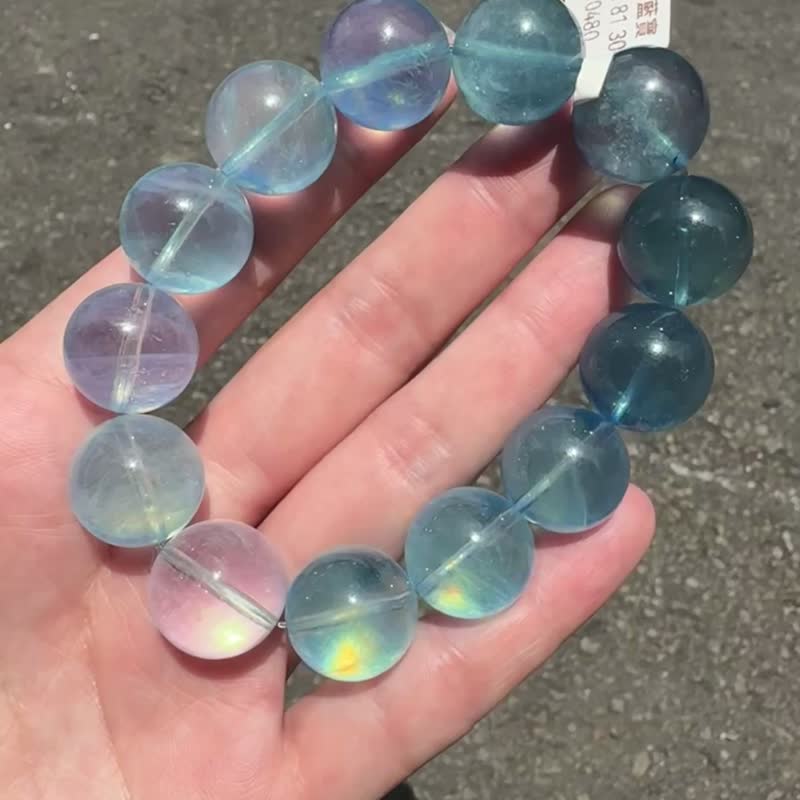 收藏銀河閃亮漸層海洋星光海藍寶16.5mm81.30g稀有大珠手鍊 - 手鍊/手環 - 水晶 藍色