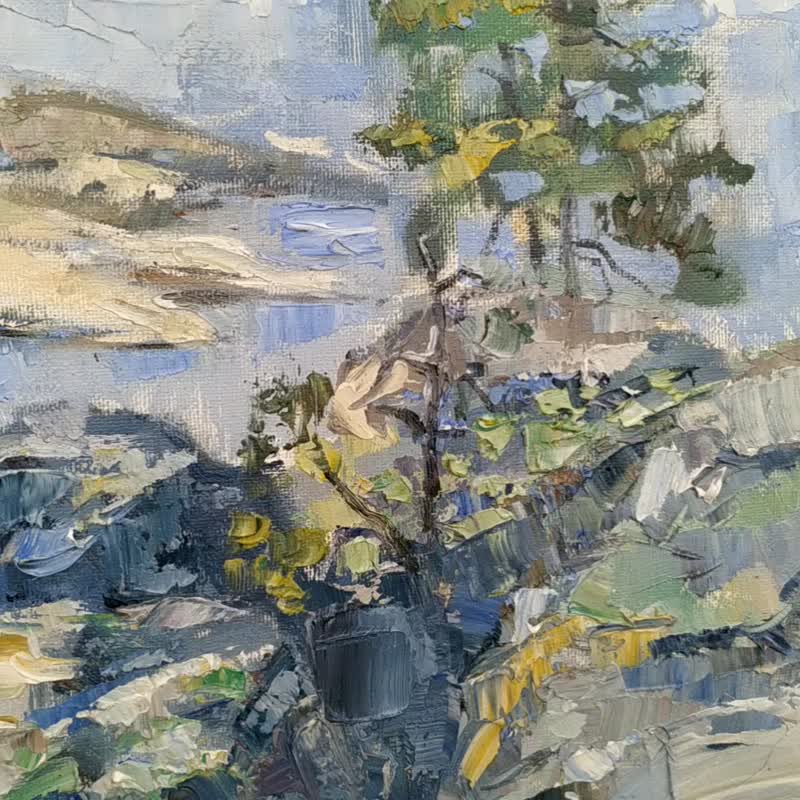 山水画 Lake Painting Island 油畫原作 Landscape Ladoga Skerries Karelia Original Artwork - 海報/掛畫/掛布 - 其他材質 多色