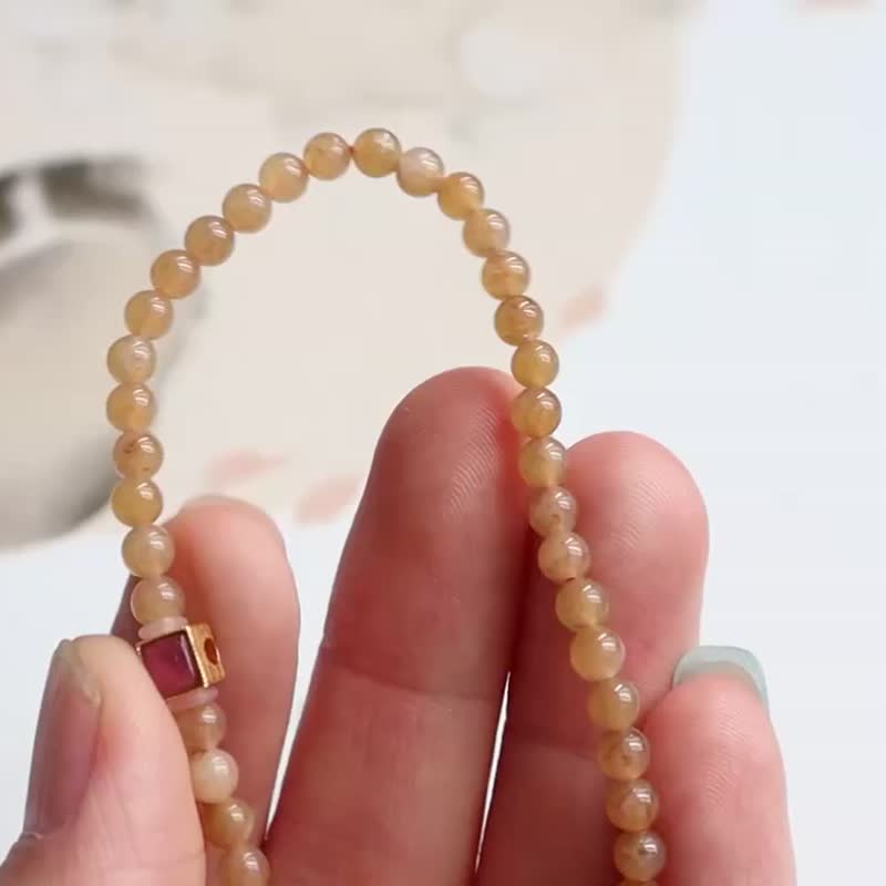 Natural sugar material Hetian jade ultra-fine single-loop bracelet boutique small bracelet with tourmaline sugar cubes simple and versatile - สร้อยข้อมือ - หยก 