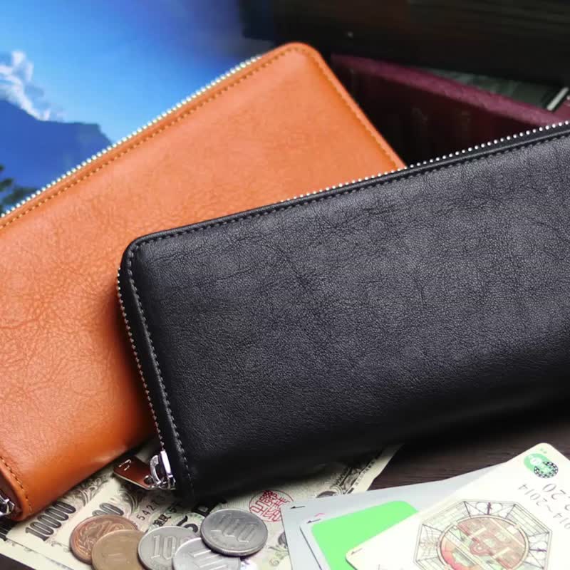 革職人 LEATHER FACTORY【DUALLINE Round Fastener Long Wallet】Made in Japan - กระเป๋าสตางค์ - หนังแท้ หลากหลายสี