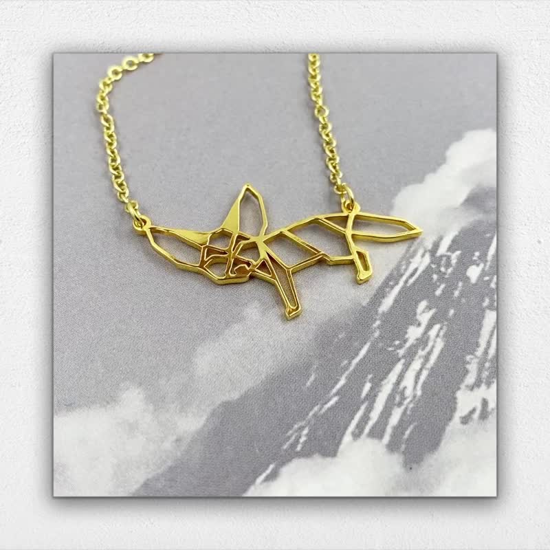 Geometric Fennec Fox necklace Animal Jewelry Birthday Gift for girl - 項鍊 - 銅/黃銅 金色
