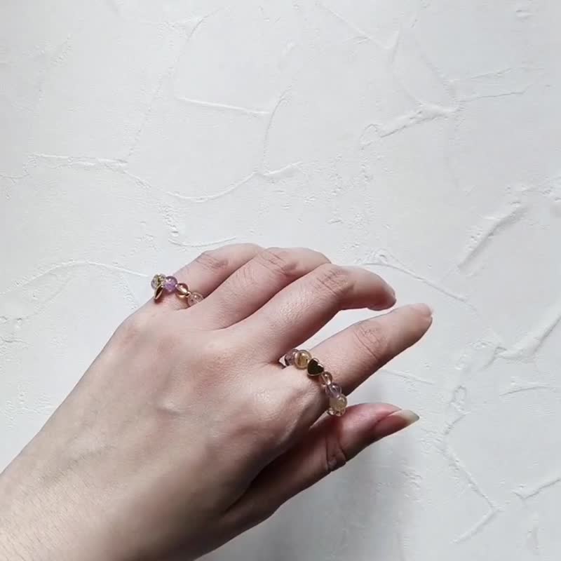 藍莓起司天然晶石食指戒(黃水晶.薰衣草紫水晶.金髮晶)招財.自信 - 戒指 - 水晶 紫色