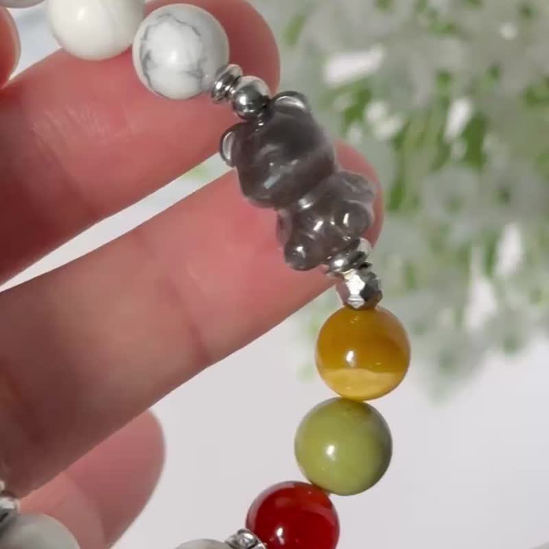 Xiaobao Apollo Spotlight Bracelet - Sun Backbone, White Turquoise, Yellow Tiger Eye, Alxa - สร้อยข้อมือ - คริสตัล สีใส