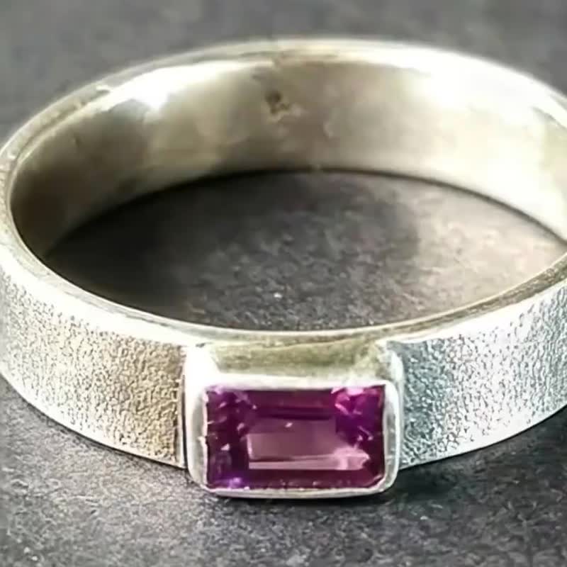 【Captain Flint Handmade Silver】Champagne Purple Garnet Sterling Silver Ring, Made in Taiwan, Direct from Maker - แหวนทั่วไป - เครื่องเพชรพลอย สีม่วง