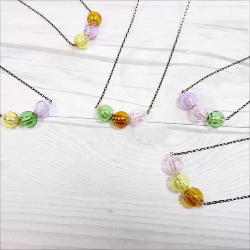 Big Aroma Glass Bead Necklace Colors Option Silver Rose Gold plated Chain - Collar Necklaces - Colored Glass Multicolor