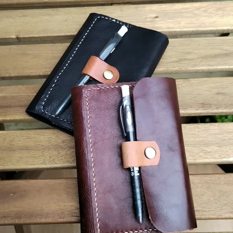 PERSONALIZED REFILLABLE LEATHER A6 NOTEBOOK COVER - 筆記本/手帳 - 真皮 黑色