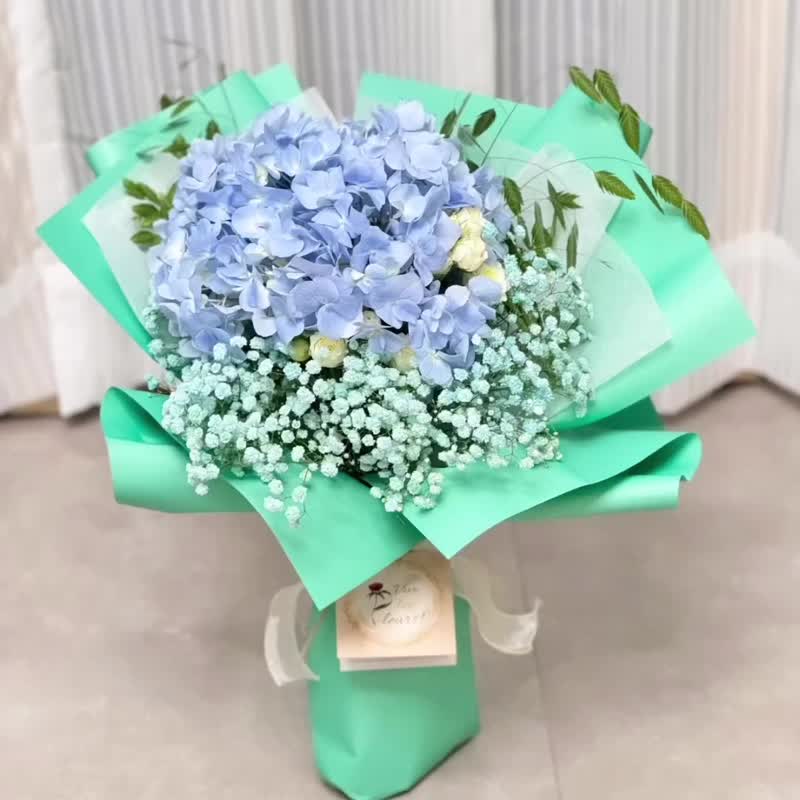 [Graduation/Anniversary/Birthday Bouquet] Tiffany Blue Flower Bouquet Bleu et Vert - ตกแต่งต้นไม้ - พืช/ดอกไม้ สีเขียว