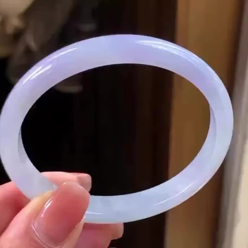 冰種翡翠天然翡翠玉鐲A玉手鐲 玉鈪 • 冰種紫羅蘭翡翠貴妃鐲 - 手鍊/手環 - 玉石 紫色