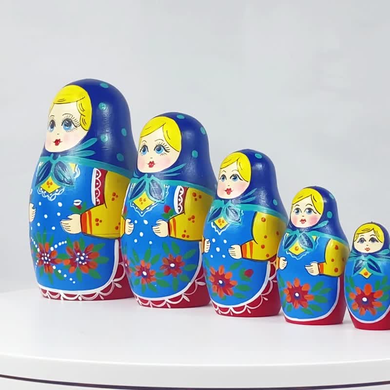Russian Nesting Dolls Set of 7 pcs  - Matryoshka Dolls - Hand Painted Baboushka - 寶寶/兒童玩具/玩偶 - 木頭 多色