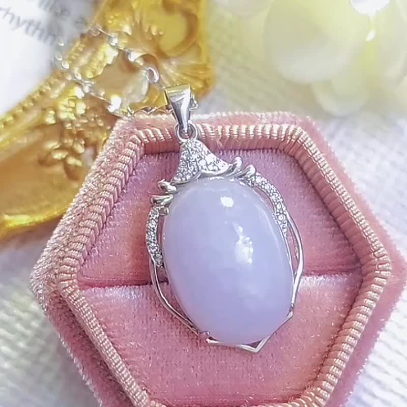 |Classic Ice Purple|a cargo emerald waxy ice lavender egg noodles 21mm sterling silver plated 18k simple classical pendant - Necklaces - Jade 