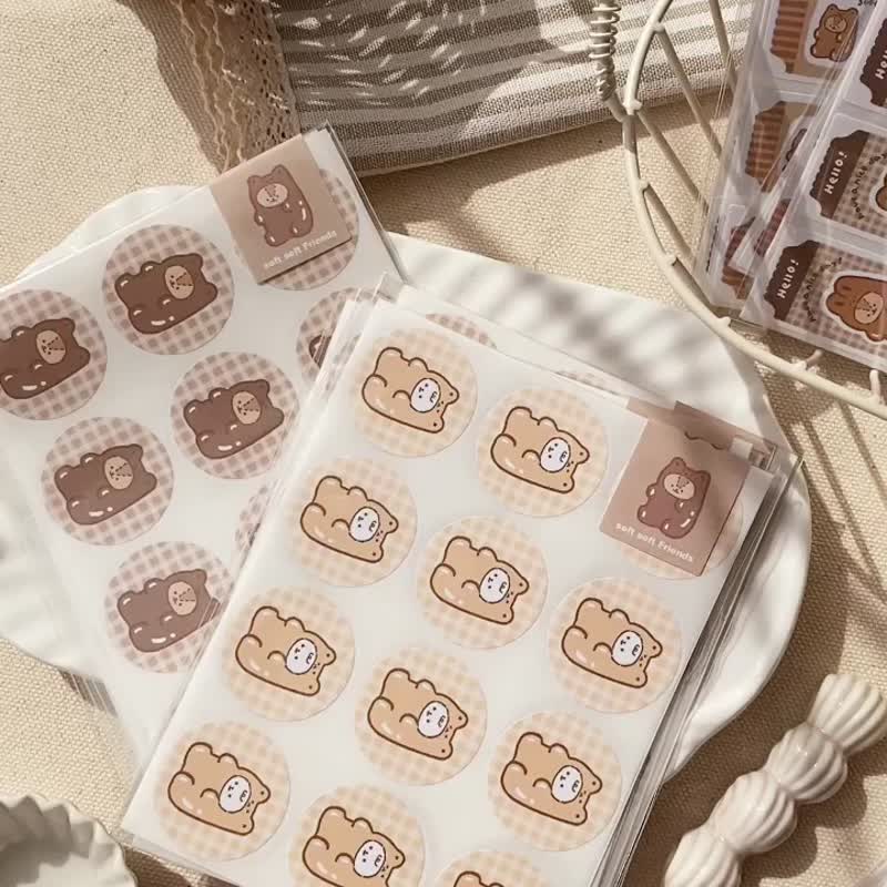 軟綿綿的/小熊軟糖封口貼/方形貼/手帳貼紙/3款圖案 - 貼紙 - 紙 多色