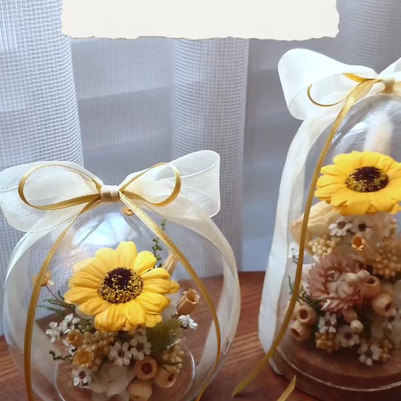 【夏日花園】向日葵太陽花玻璃花盅 畢業禮物教師節師長禮男友禮 - 乾燥花/永生花 - 玻璃 黃色