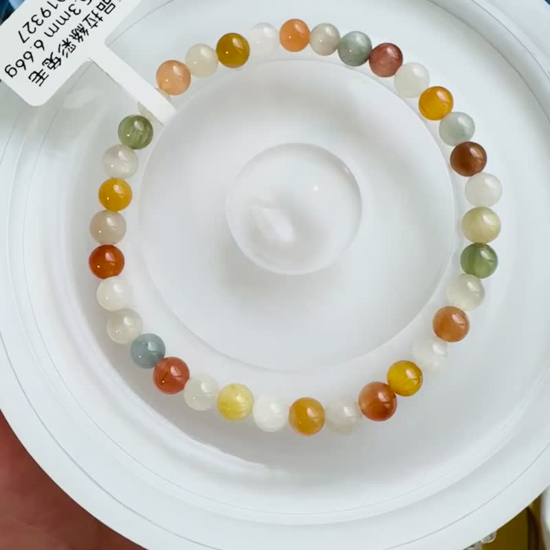 畢業級貓眼濃色彩兔毛水晶4.9-5.3mm6.66g滿順帶稀有灰兔毛 - 手鍊/手環 - 水晶 多色