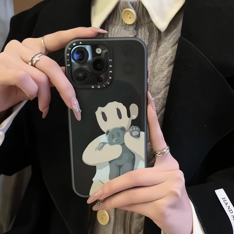 【隱藏式磁吸】曲仙仙鋁合金按鍵全磨砂防摔防刮iPhone16p-16pm - 手機殼/手機套 - 塑膠 黑色
