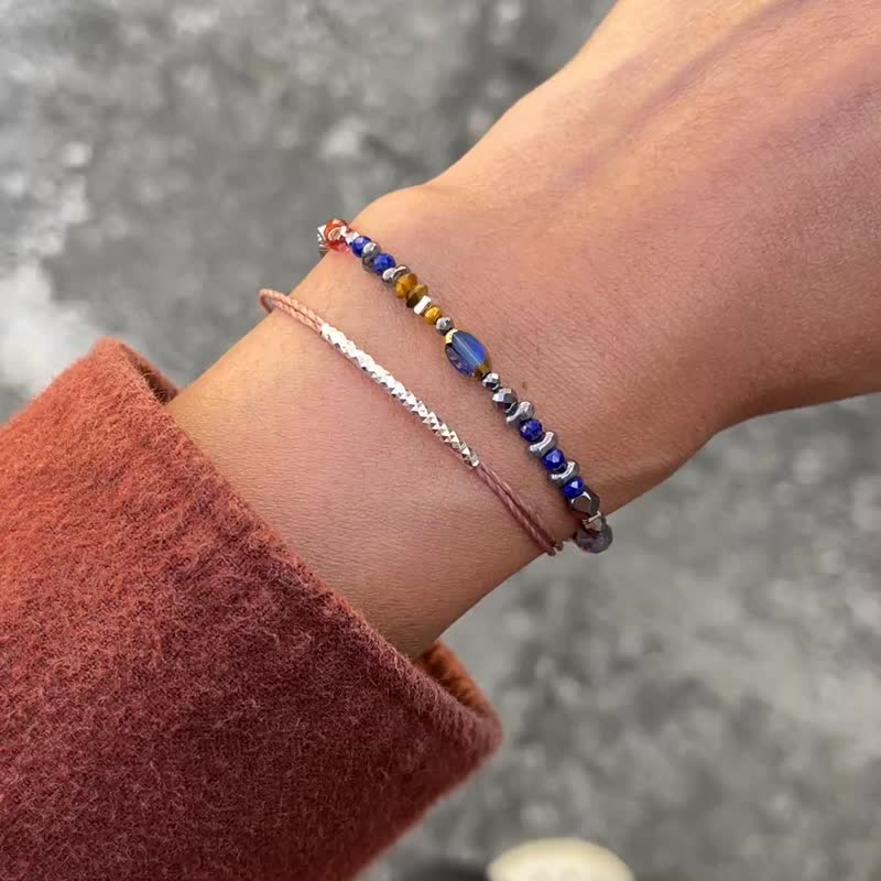 專屬訂製/天然石手鍊/青金石/黃虎眼石 - 手鍊/手環 - 其他材質 多色