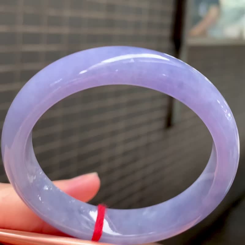 冰種 天然翡翠 緬甸 A玉 玉鐲 • 冰種妖紫翡翠福鐲 - 手鍊/手環 - 玉石 紫色