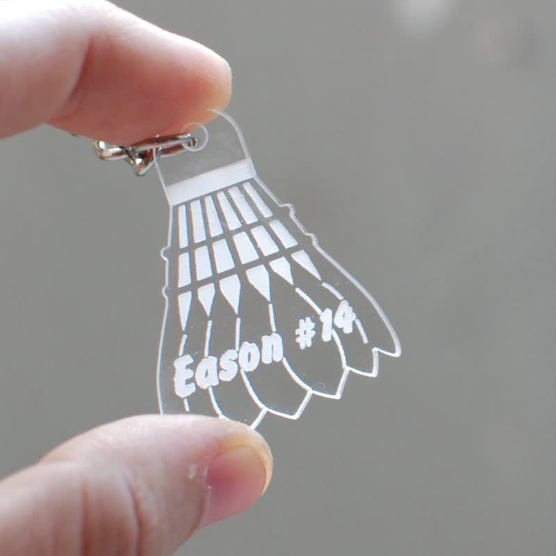 客製化文字球類壓克力吊飾 羽球 桌球 橄欖球 網球 - 鑰匙圈/鑰匙包 - 壓克力 