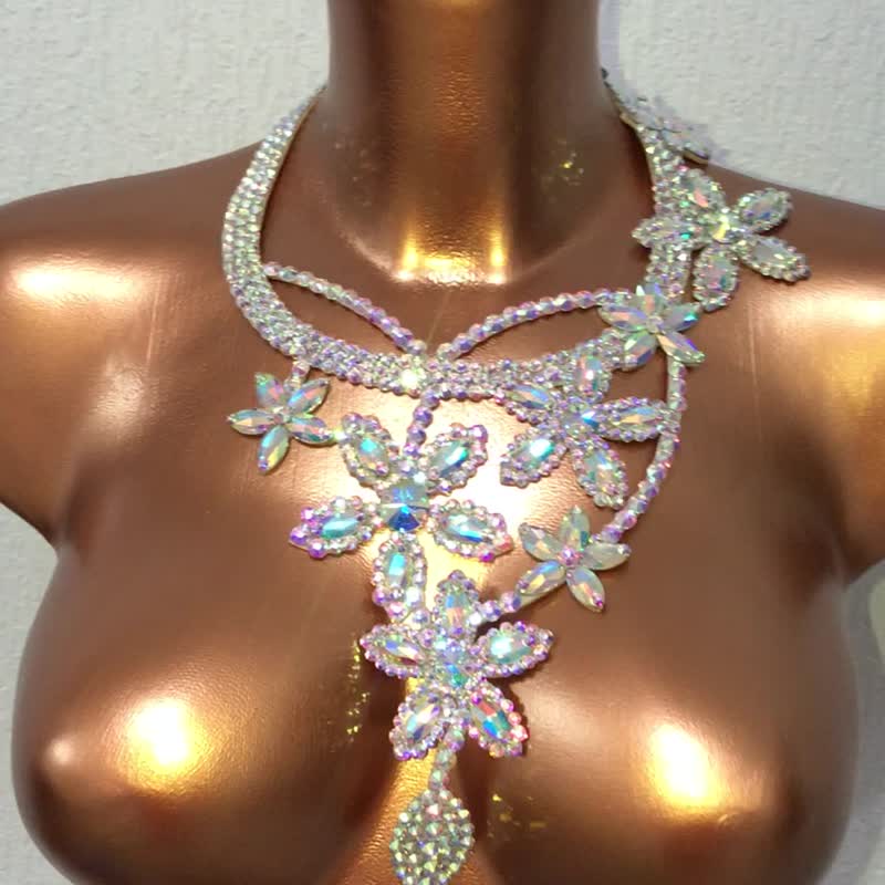 水鑽項鍊舞蹈首飾舞蹈項鍊舞廳項鍊肚皮舞首飾舞台金光閃閃首飾 - 項鍊 - 玻璃 