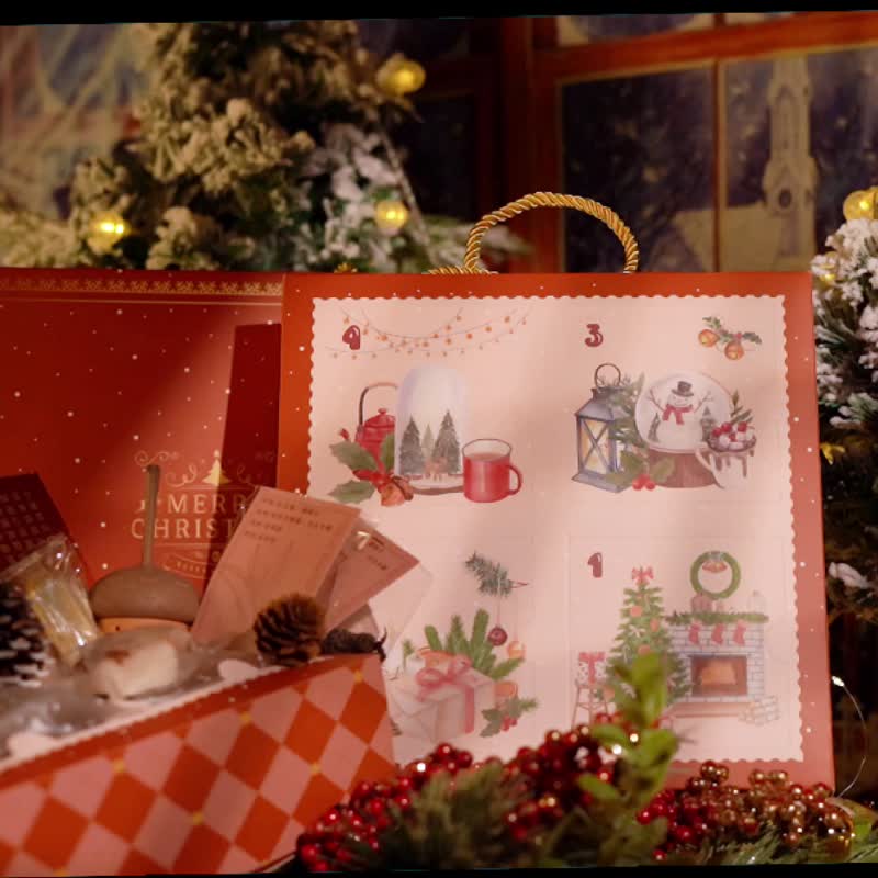 [2023 Christmas Gift Box] Four-day Countdown Poke Lere Black Tea Countdown Calendar Exchange Gift - Tea - Paper Red