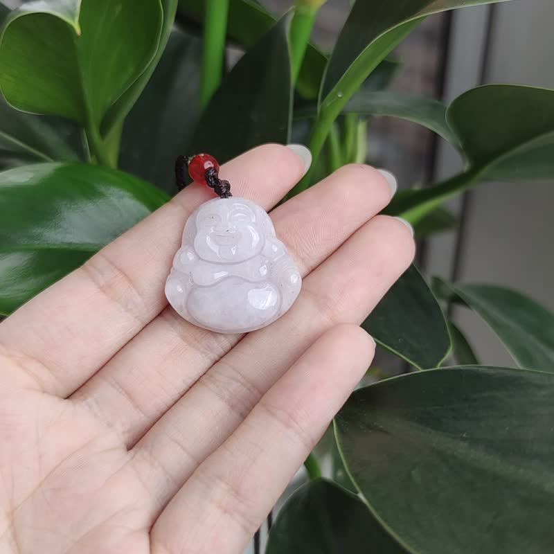 Natural Burmese Jade Buddha Pendant Necklace Product A - สร้อยคอ - หยก สีเขียว