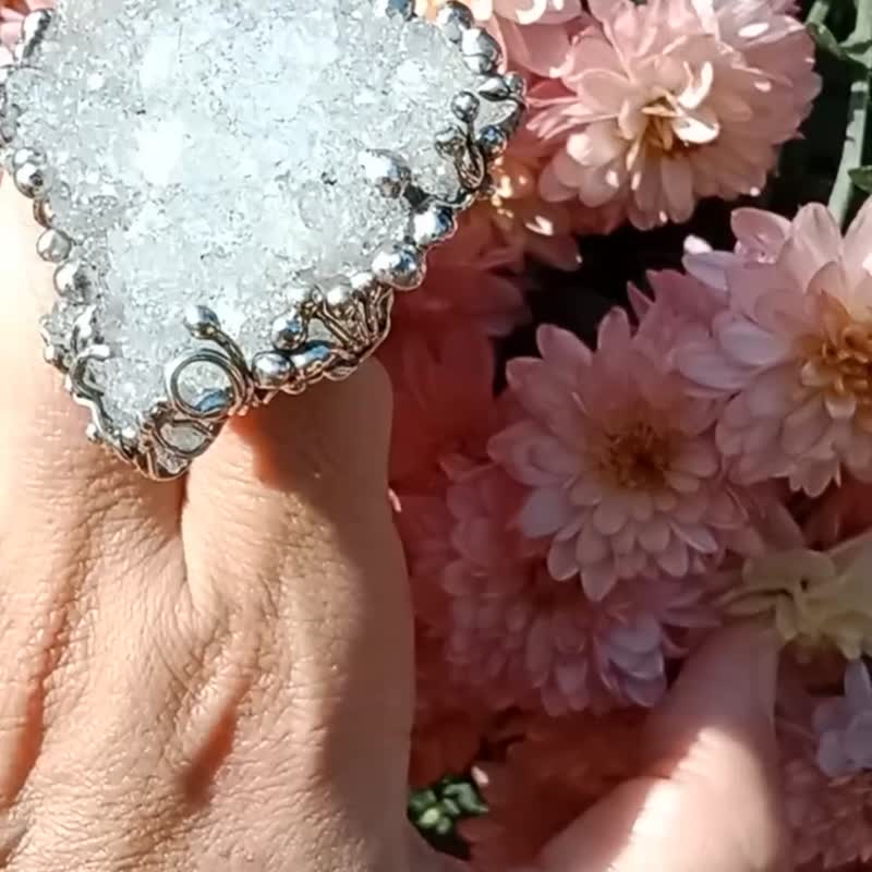 魚眼石原礦手工銀戒純銀戒指~**璀璨**~ Apophyllite Silver Ring - 戒指 - 純銀 