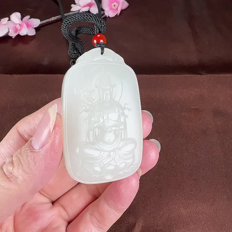 秒殺價 極品天然新疆和田玉羊脂玉大勢至觀音吊墜玉質細膩溫潤 - 手鍊/手環 - 玉石 