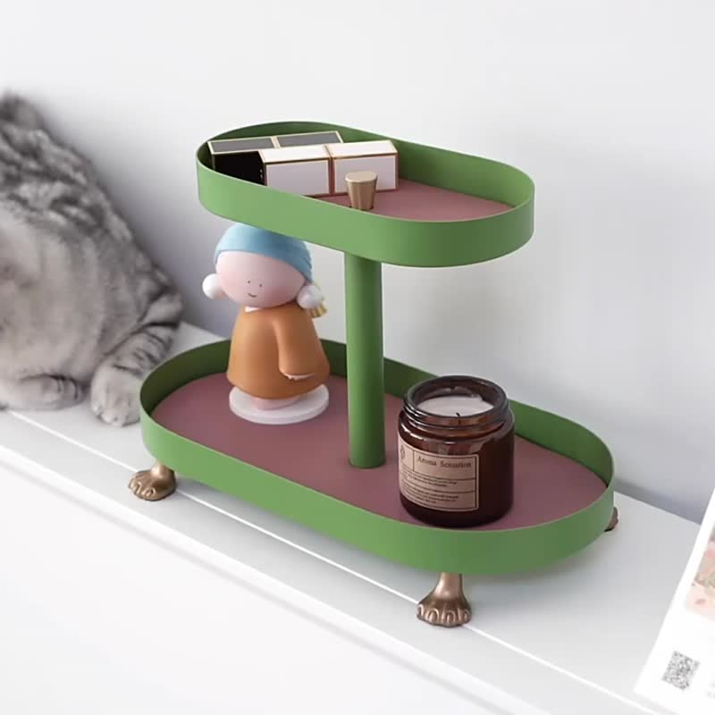 Cute cat legs double layer storage tray debris storage tray storage rack - Storage - Other Metals Multicolor