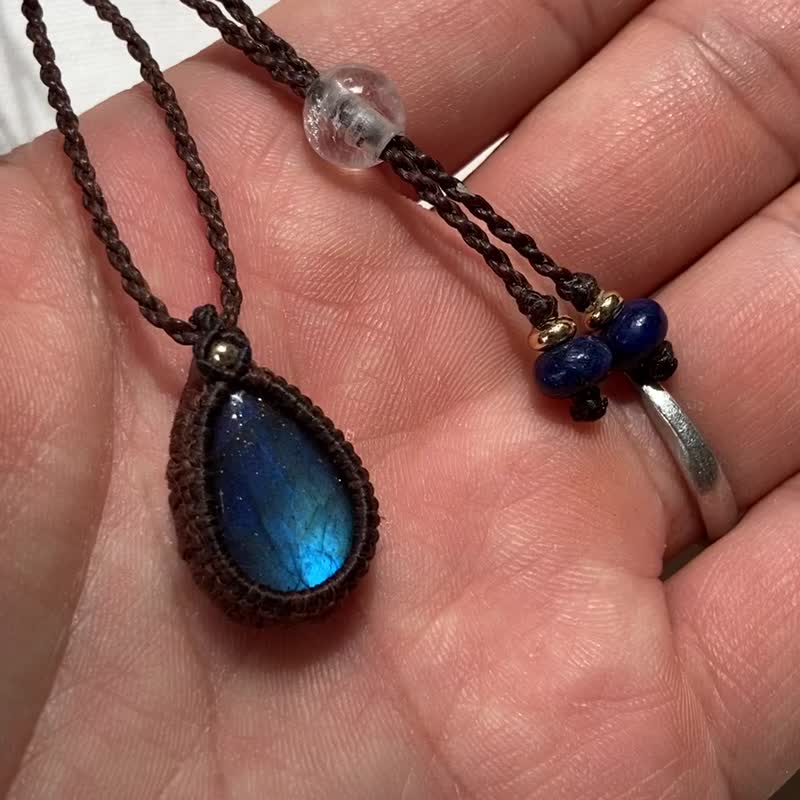 -Aozora- Labradorite Macrame Necklace - Necklaces - Stone Blue