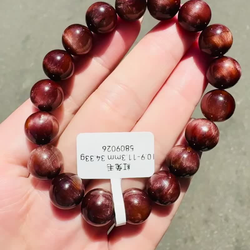 小資本滿毛咖啡紅兔毛10.9-11.3mm34.33g調和氣血內分泌失調情緒 - 手鍊/手環 - 水晶 紅色