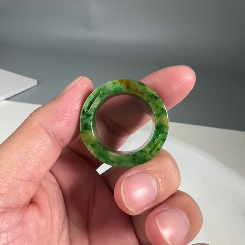 Autumn | Three-color jade ring - General Rings - Jade Green