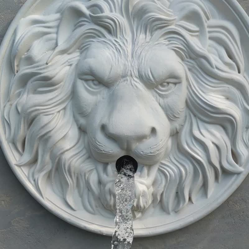 Lion head water spout Fountain emitter Water spitter Water feature for pool - 壁貼/牆壁裝飾 - 其他材質 