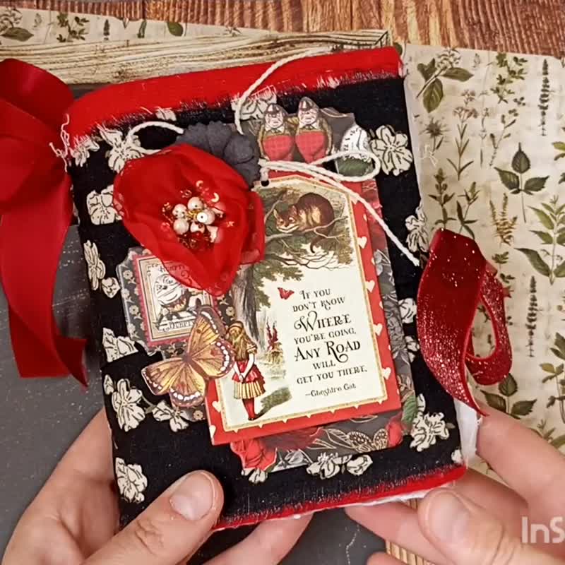 Cheshire cat Alice in Wonderland journal blank Fairy dream handmade notebook - 筆記本/手帳 - 紙 粉紅色