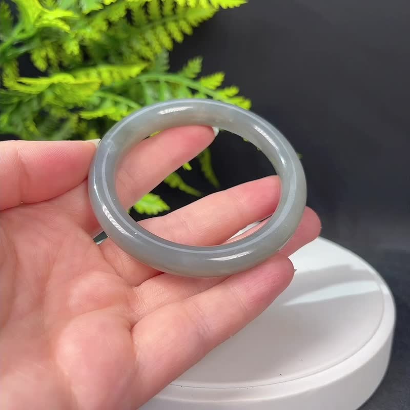 超值款 和田玉煙紫手鐲54+MM 老料飄花玉手環 附證書 質地油潤 - 手鍊/手環 - 玉石 
