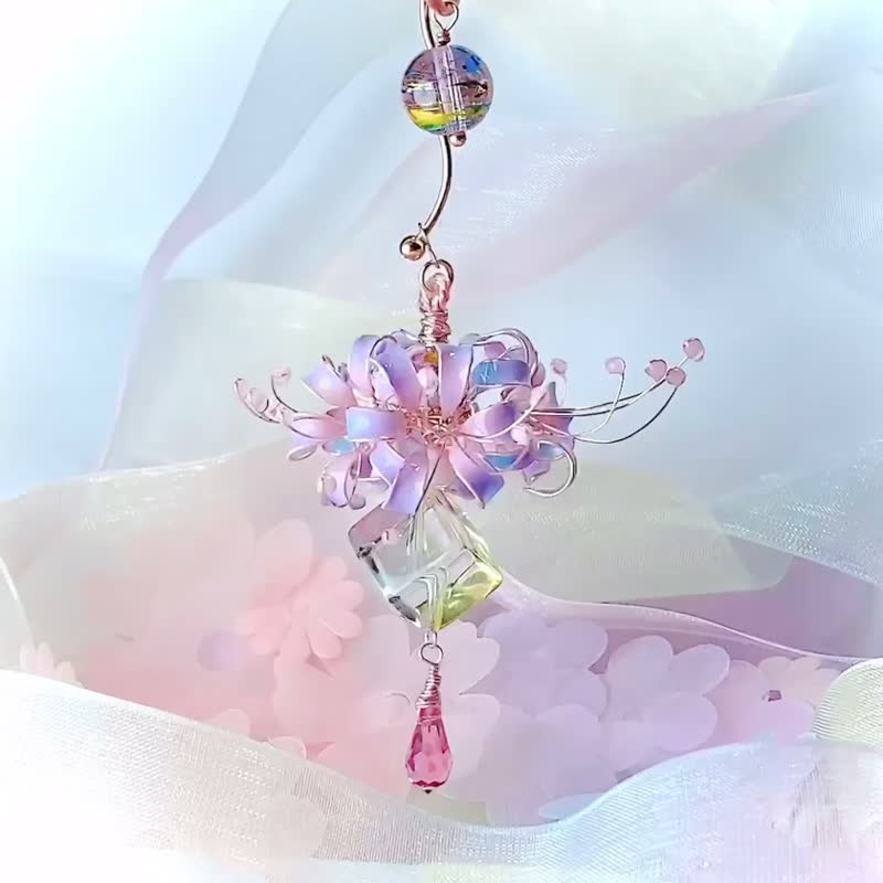 Big Dream Flower Balls Painted Glass Beads Contrast Color Healing Earrings Painless Clip-On/Ear Acupuncture - ต่างหู - วัสดุอื่นๆ สึชมพู