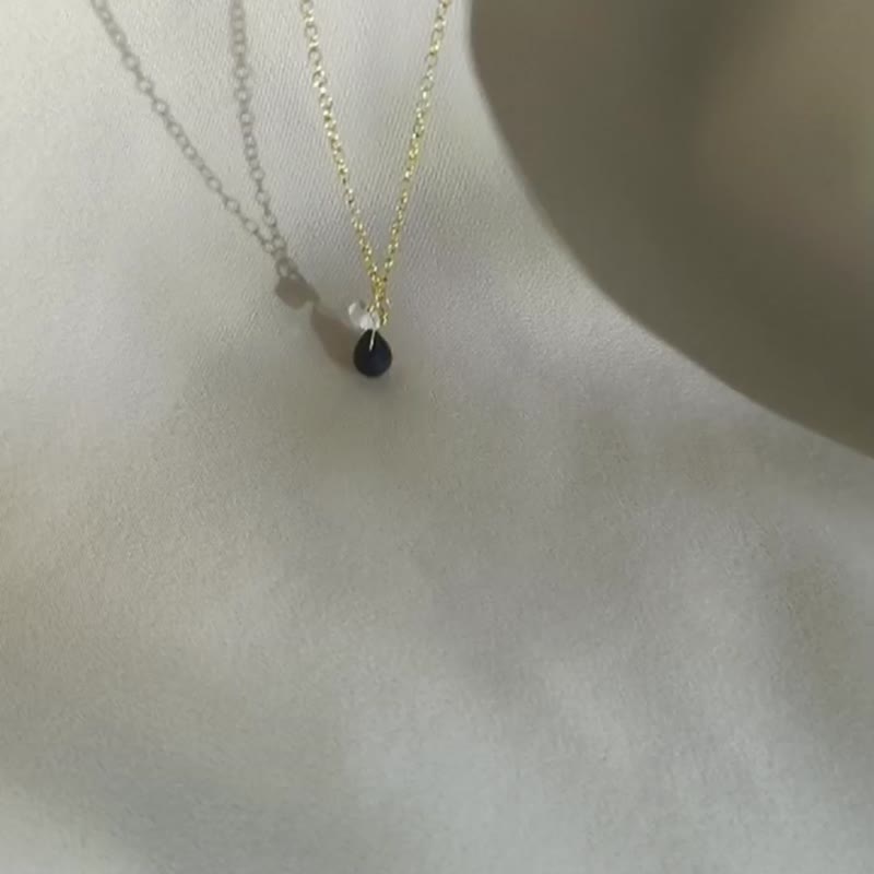 SV925/ 14KGF AAA Obsidian & Herkimer Diamond Necklace - Necklaces - Crystal Black