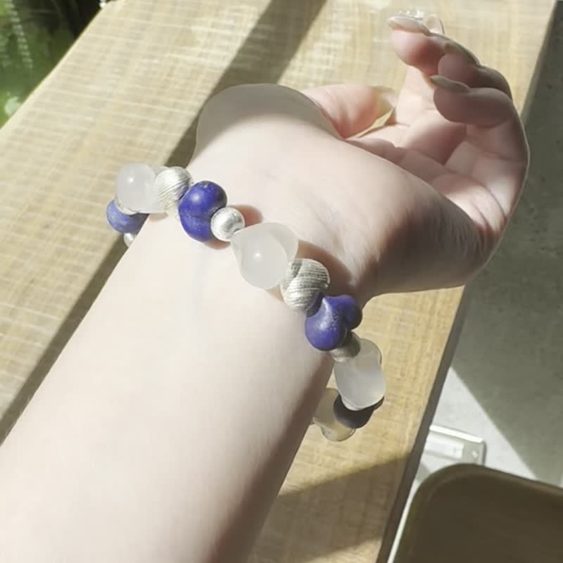Customized | Heart of the Starry Night | Lazurite, Milky Quartz, 925 Sterling Silver Accessories - สร้อยข้อมือ - คริสตัล สีน้ำเงิน