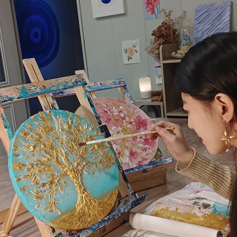 質感金箔招財樹 掛畫 裝飾 喜慶送禮 擺件居家開運 年畫 聚會 - 插畫/繪畫/寫字 - 其他材質 