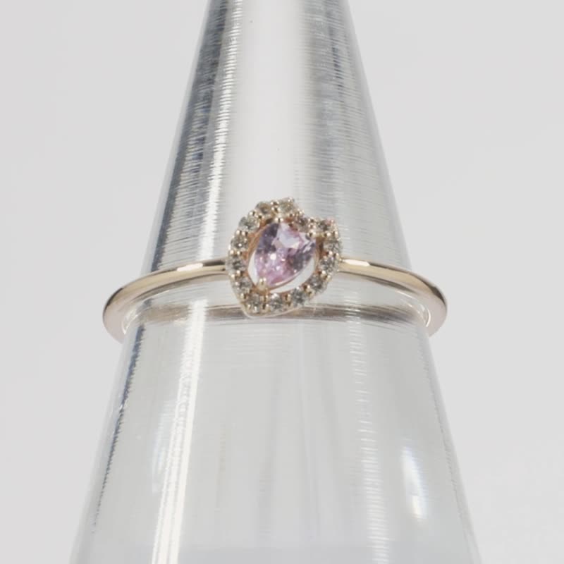 K10 pink gold pink sapphire/diamond ring - แหวนทั่วไป - เครื่องเพชรพลอย สึชมพู