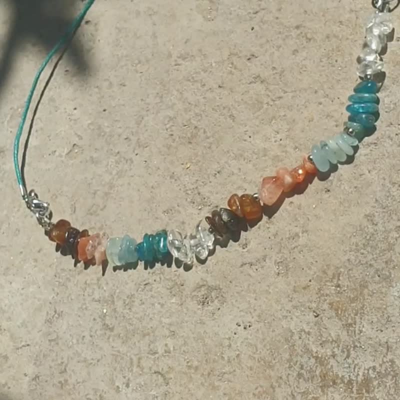 Aries Gemstones choker, Tourmaline, Apatite, Sunstone, Aquamarine, Rhinestone - 項鍊 - 寶石 多色