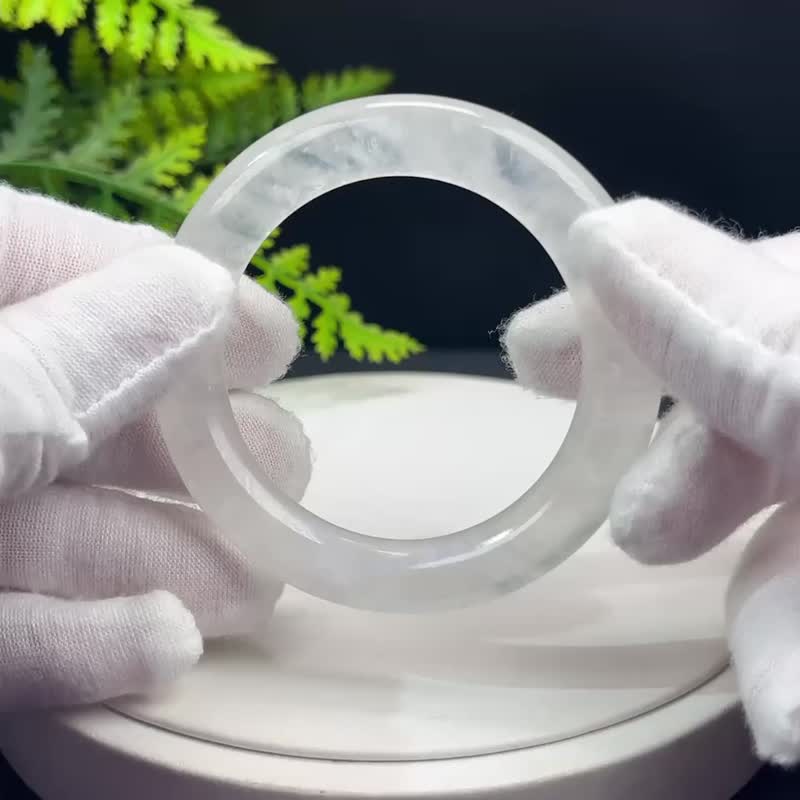 精品 藍月光石手鐲 49MM 冰潤藍光圓條 直覺智慧保護凈化平衡調和 - 手鍊/手環 - 寶石 藍色