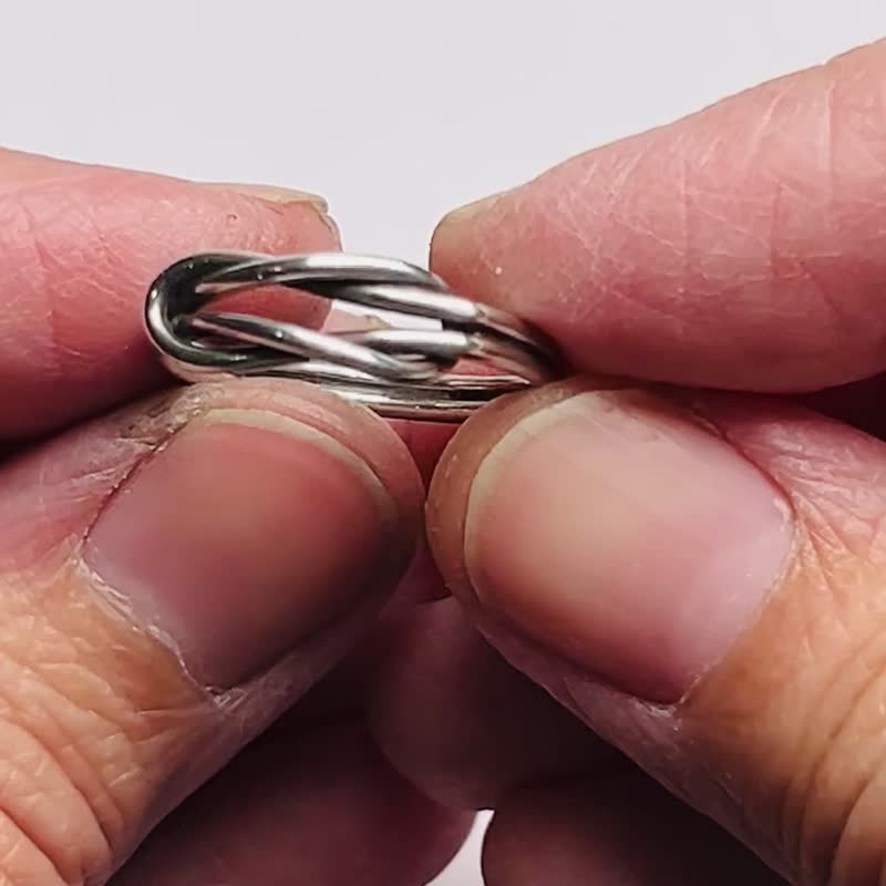 【Line系列】 #a363 繩結戒指(12號)/ 925銀/ 手工禮物/ 客製化 - 戒指 - 銀 銀色