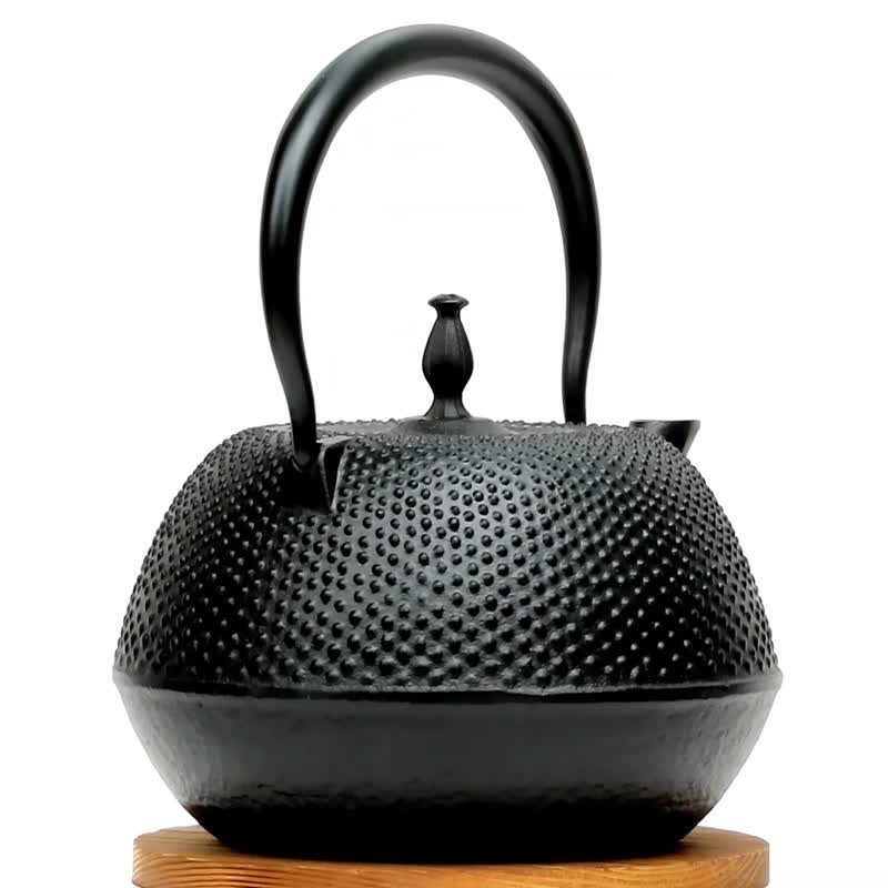 南部鐵器 鐵瓶 鐵壺 圓南部Arare1.2L  IH對應 日本製 - 茶壺/茶杯/茶具 - 其他金屬 黑色
