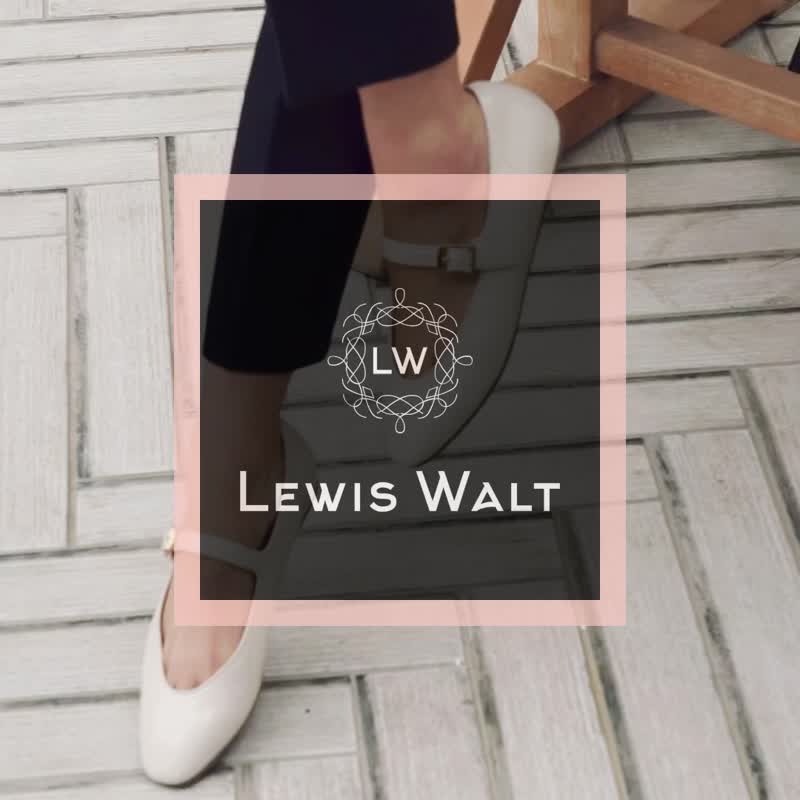 Lewis Walt commuter large size retro pointed toe increased 1.5CM one-line buckle Mary Jane flat shoes - Women's Leather Shoes - Genuine Leather Black