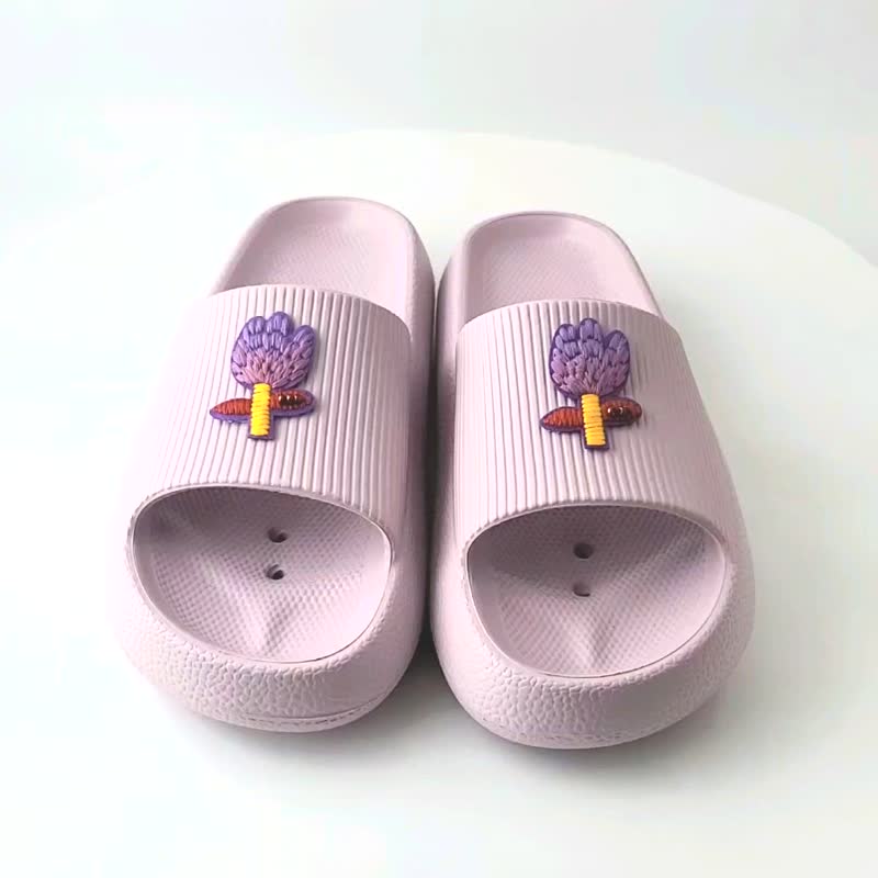 Sweet Tulip Waterproof Platform Slippers Made in Taiwan - รองเท้าแตะ - วัสดุกันนำ้ สีม่วง