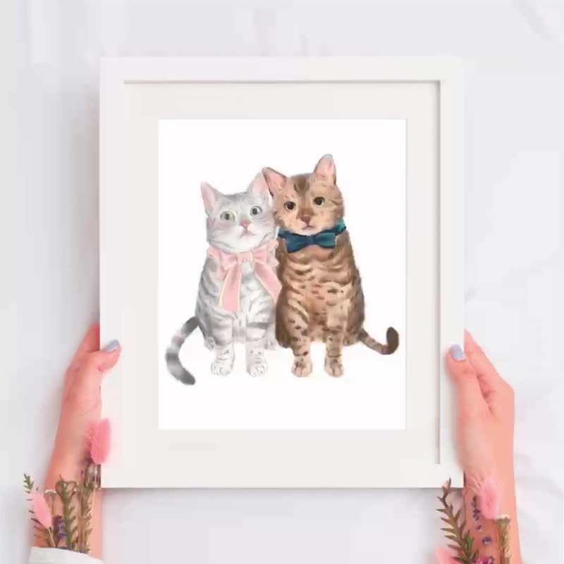 Customized Gifts Pets Like Yan Painted Electronic Stalls Hair Kids Cats Dogs Free Shipping - Digital Portraits, Paintings & Illustrations - Paper White