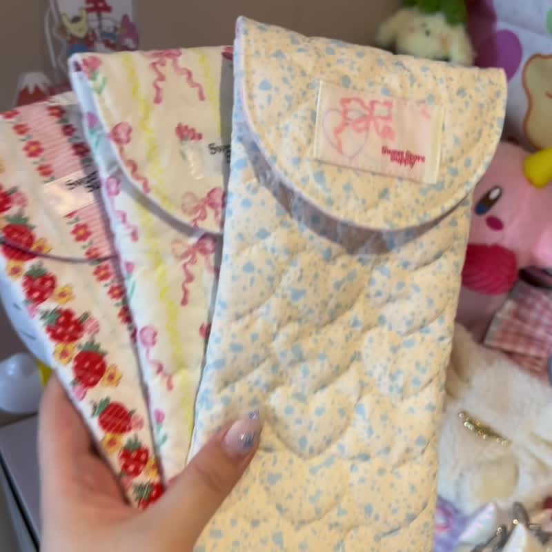 Sweetstore Supply原創可愛甜美清新藍奶牛收納魔術貼粘貼筆袋 - 鉛筆盒/筆袋 - 棉．麻 藍色